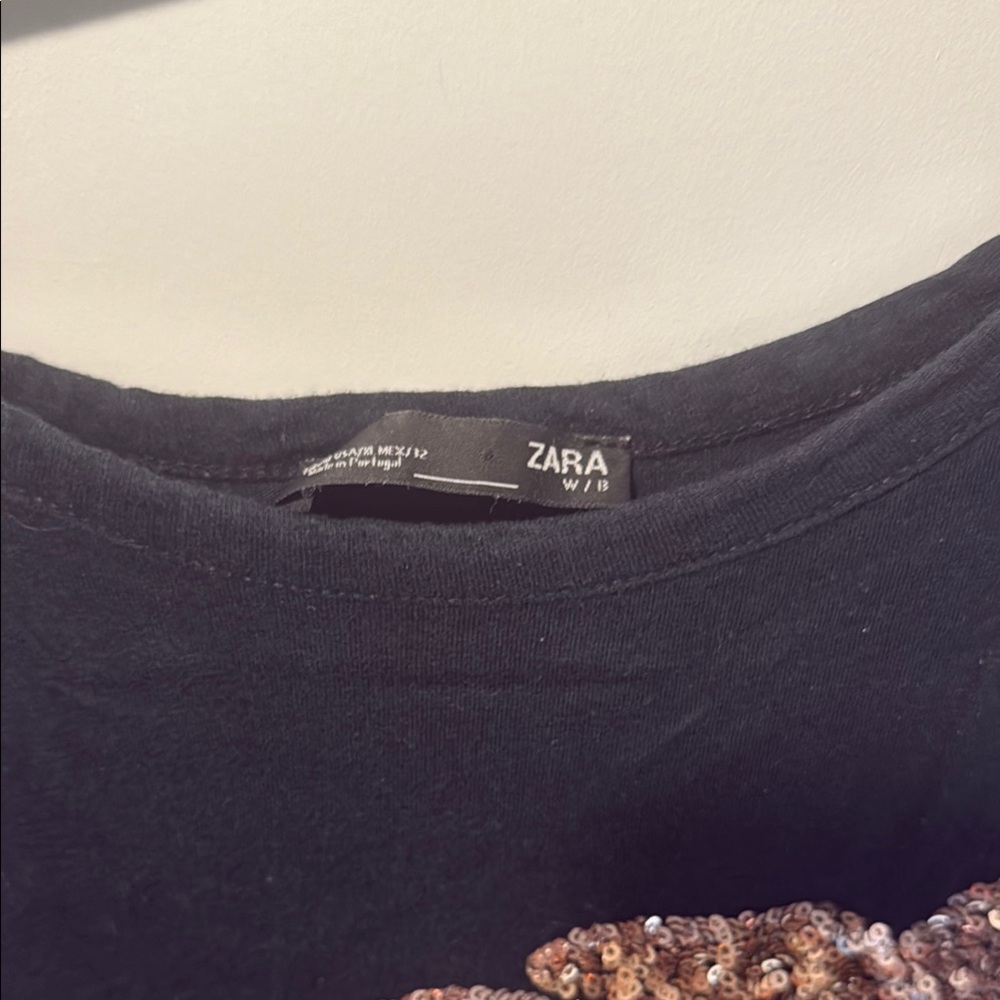 Zara Black Top with Sparkling Accents